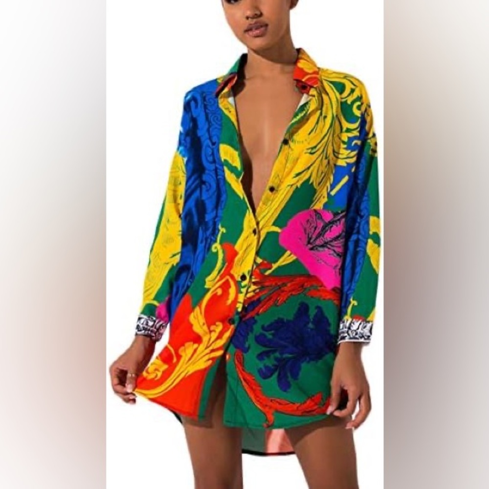 Colorful Long Sleeve Women's Dress